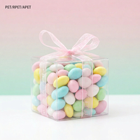Boîte à bonbons transparente en PET recyclé de qualité alimentaire avec gaufrage et logo personnalisé pour l'emballage de cadeaux de mariage