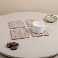 Neture OT082 Ensemble de 4 tapis et sous-plats carrés en bois gravé motif brique, design classique, écologiques et antidérapants pour la table à manger