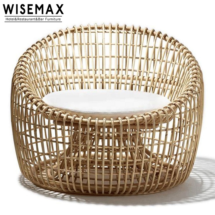 WISEMAX FURNITURE モダンナチュラル ラタン製3人掛けソファ チェア