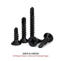 Vis autoperceuses DIN7504P noires CSK en acier au carbone phosphate noir, tête fraisée Phillips TEK pour panneaux de porte métalliques M4.2 M4.8 M5.5