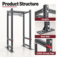 Rack de squat demi-taille pour salles de sport commerciales et studios d'entraînement, équipement d'entraînement aux squats et aux presses avec barre pour installations commerciales
