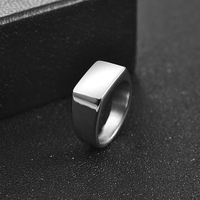 Benutzer definierte Logo Blank Classic HipHop Punk-Stil Geometric Square Einfache türkische vergoldete 925 Silber Herren Ring