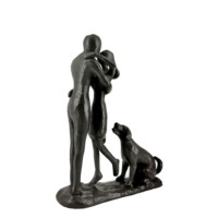 Sculptures Modernes en Fer Forgé : Couple et Chien Abstraits en Fonte – Accessoires de Décoration pour Bureau et Maison