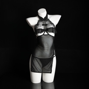 Sexy Cheongsam Style Lingerie <b>Red</b> Sheer Lace <b>Bodysuit</b> Women's Costume - Product Image 2