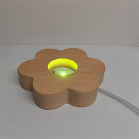 Pied de lampe LED USB rond blanc chaud Lumière en bois Lumière de base LED Panneau lumineux acrylique USB/Base d'affichage LED en bois pour la décoration de la maison