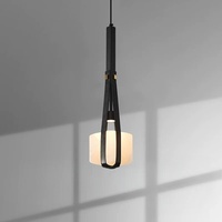 Lampe suspendue en cuir et travertin MEEROSEE, petite, élégante, moderne et simple, lampe de bar design, éclairage de couloir pour maison d'hôtes MD88136
