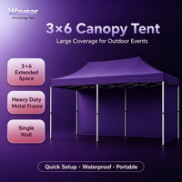 Tente de stand d'exposition pliable 3x6 m, structure métallique robuste, triple couche imperméable, pour exposition commerciale en extérieur, foire sportive