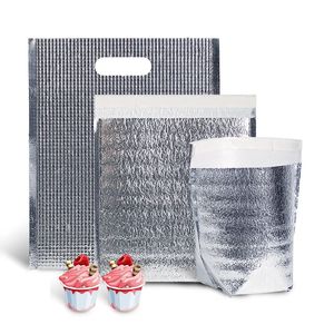 <b>Insulated</b> Aluminum Foil Cooler Bag With Handle Striped Pattern Food Storage Thermal <b>Insulated</b> Bag - Product Image 1