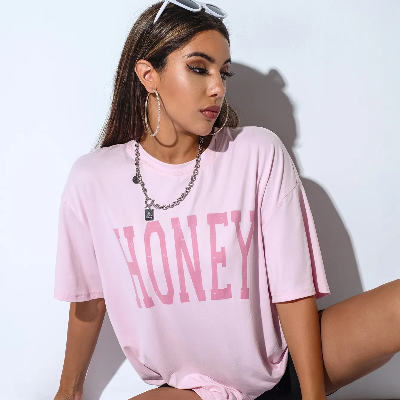 female tops knitted crop top shirts Pink The latest women t shirt femininas loose O-Neck