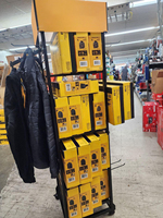 Présentoir personnalisé pour outils en métal réglable sur quatre côtés, présentoir de sol à enveloppe chauffante, étagère de rangement avec roulettes