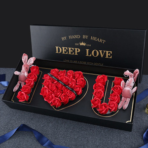 I Love Box Flower Custom Valentine's Day I Love U Romantic Carton Paper Box Bouquet Gift Large Flower Box Black Flower Gift Box