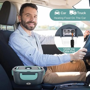 Boîte à lunch chauffante électrique en acier inoxydable de 1,5 L, chauffe-plat portable pour voiture et maison, anti-fuite, avec poignée - Product Image 2