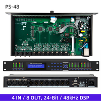 Processeur de son numérique PS-48 4 entrées 8 sorties, système de gestion de haut-parleurs DSP 24 bits avec crossover, égaliseur, delay et limiteur