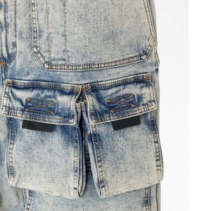 Fabricants de vêtements streetwear, jeans baggy pour hommes, bleu clair, jeans à plusieurs poches avec cordon de serrage pour hommes - Product Image 6