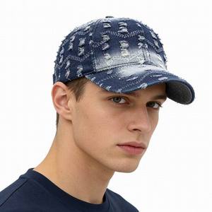 Casquettes <span class=keywords><strong>de</strong></span> baseball en jean déchiré pour homme, style délavé, avec trous et bords effilochés, pour le golf et le tennis (modèle Dad Hat) - Product Image 1
