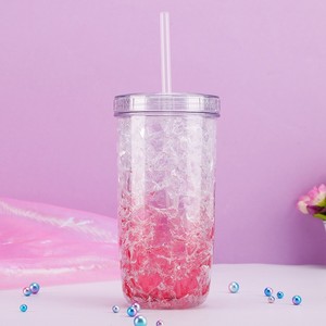 Gradient Color Changing Ice Crusher Cup With Straw Large Capacity For Cold Drinks Party Use Two Piece Set - Product Image 2