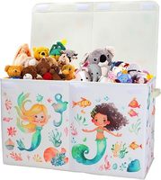 Coffre à jouets avec couvercle rabattable pour enfants, grande boîte de rangement de jouets Oxford pliable avec poignées pour garçons