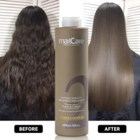 Ensemble de traitement lissant à la kératine brun pour cheveux crépus et abîmés
