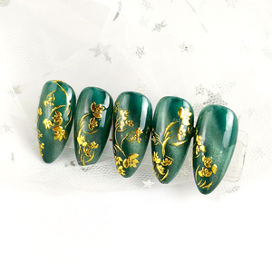 Five & Ten GMPC/Sedex/ISO/EUDR Supply 3D Métallique Couleur Nail Art Autocollant Petite Taille 52*63mm DIY En Plastique Gloden Nail Decal - Product Image 2