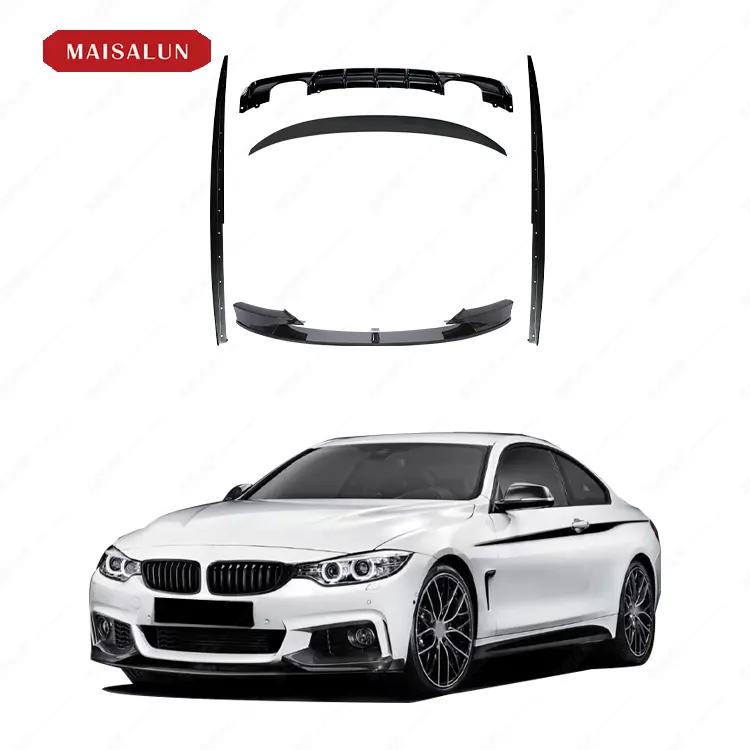 Penjualan laris kit bodi hitam mengkilap gaya MP untuk BMW 3 Series F30 Bodykit dengan bumper depan pemdiffuser belakang rok samping spoiler