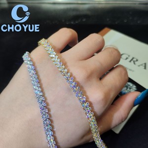 Wholesale 925 Sterling Silver Tennis Cluster Bracelet <b>Iced</b> <b>Out</b> Fine Elegant Jewelry for Women Pass Diamond Test with GRA - Product Image 1