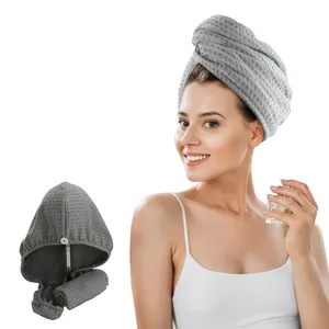 Super Quick Dry microfibra tecido waffle cabelo envoltório grisalho cabelo turbante toalha