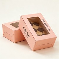 Boîte à cupcakes en papier kraft biodégradable avec fenêtre, qualité alimentaire, boîte à biscuits personnalisable pour boulangerie, boîte à mini-gâteaux