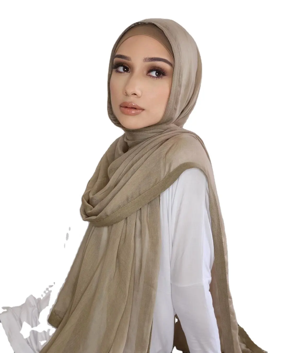 Hijabs exclusifs hiajb légers et unis de haute qualité Hijab modal en rayonne de coton agrandi à double couture