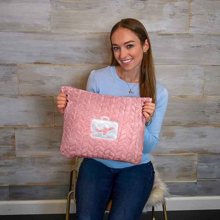 Premium Travel Blanket Pillow Flannel Embossed Fleece Soft 2 in 1