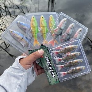 Señuelo de Pesca Spinpoler, Cuerpo Segmentado, Swimbait Shad, Jerkbait Suave, Minnow, 3 Secciones, Cola Bifurcada, para Pesca en Agua Salada, Lubina, <span class=keywords><strong>Trucha</strong></span> - Product Image 3