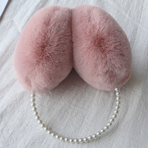 <span class=keywords><strong>Cache</strong></span>-oreilles en fausse fourrure P20820 pour femmes coloré doux en peluche perle bandeau extérieur hiver <span class=keywords><strong>cache</strong></span>-oreilles couvre pour temps froid - Product Image 3