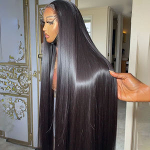 วิกผมหน้าผากลูกไม้ HD ความหนาแน่น 250 <span class=keywords><strong>สี</strong></span><span class=keywords><strong>ดำ</strong></span>ธรรมชาติ <span class=keywords><strong>ผม</strong></span>ตรงสำหรับผู้หญิง วิกผมแท้ 13x4 ถอนขนแล้ว ไม่ต้องใช้กาว - Product Image 2