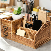 Organisateur de bureau en bois, armoire de rangement multi-tiroirs, boîte à papeterie avec poignées pour le bureau, la salle d'étude, le rangement des fournitures d'artisanat