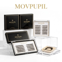 Cils artificiels autocollants sans colle movpupil, faux cils en vison semi-artisanaux, lot de 8 rangées de cils naturels, emballage personnalisé avec logo