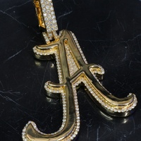 Pendentif personnalisé en argent sterling 925 massif avec charme poli VVS Mossanite, pendentif lettre Hip Hop pour homme, bijoux en moissanite