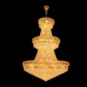 Zhongshan showsun illuminazione impero di stile 24k placcato oro di cristallo lampadari