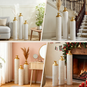Vaso da terra in metallo, stile moderno, smaltato bianco, set da 3 pezzi, decorativo per la casa, a forma di goccia, grande - Product Image 5