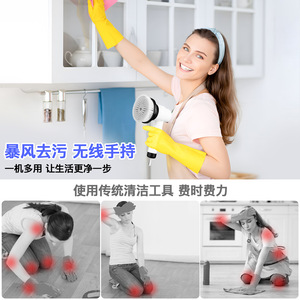 Cepillo de Limpieza Eléctrico Amazon Blanco de 6 Cabezales, Potente y Portátil para Hogar, Cocina, Baño y Vidrio - Product Image 1