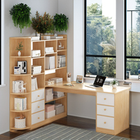 Bureau d'angle intégré pour la maison, le bureau, la chambre, l'étude des étudiants, table d'ordinateur pliable en bois réglable avec étagère