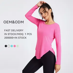 Dropshipping Products 2023 Fitness Running Sports Tops Custom Breathable Yoga Tops For Women Women's Long Sleeve Yoga Shirt