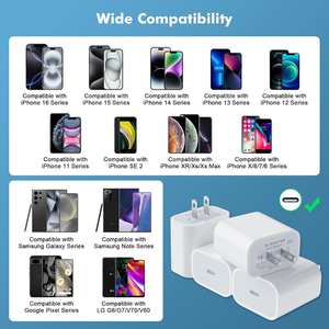 อะแดปเตอร์แปลงไฟแบบเร็ว 20W PD USB-C สำหรับ <span class=keywords><strong>iPhone</strong></span> 16 15 14 13 Pro Max หัวปลั๊กแบบ EU US UK ได้รับมาตรฐาน FCC CE - Product Image 5