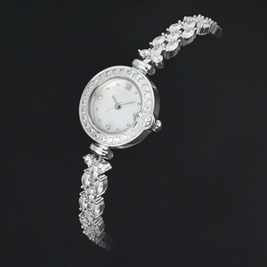 Montre bracelet de luxe pour femme avec diamants, boîtier rond en laiton, mouvement à quartz analogique, cadran de 30 mm, style élégant - Product Image 2