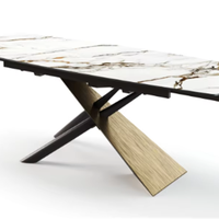 Table à manger pliable 4 places en verre trempé sur pieds en métal de luxe moderne et léger personnalisée pour hôtel appartement mobilier de salle à manger