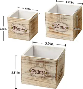 Outdoor Patio Decor Garden Planter Set Square Flower Boxes Wooden Planter Customized Pine Wood Modern Support