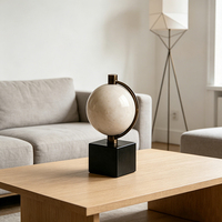 Ensemble d'ornements de bureau modernes en fer et marbre, sculpture géométrique abstraite en forme de globe pour la décoration de salon et de bureau à domicile