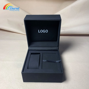 Factory Direct Custom Classic <b>Black</b> Leather Watch <b>Box</b> For man ,Wholesale Luxury Watch Gift <b>Box</b> with Card Holder for Single Watch - Product Image 1
