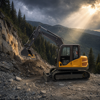 Mini-excavatrice sur chenilles de 6 tonnes, excavatrice hydraulique compacte sur chenilles pour travaux de construction et agricoles
