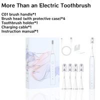 Brosse à dents électronique rechargeable et étanche IPX7 Brosse à dents électrique automatique à polissage intelligent en ABS