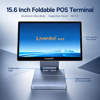 Solution POS 15,6 pouces sans ventilateur, design silencieux, écran unique, en alliage d'aluminium, pliable, compatible Windows/Linux/Android, garantie 2 ans