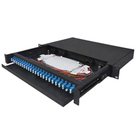 Lc Sc 1U 19 "serat optik 24 Port Panel Patch 48 Core Odf 24 penutup serat optik Port